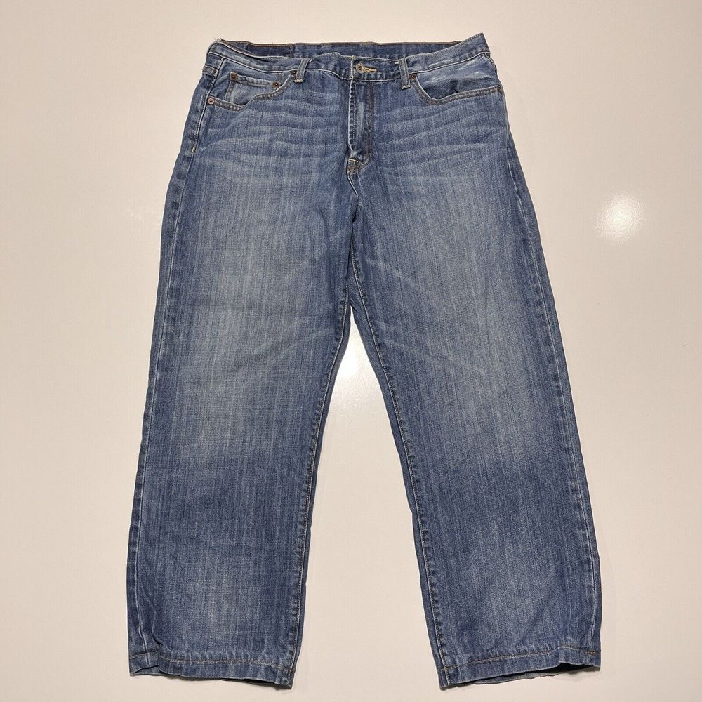 Lucky Brand Straight Leg Jeans Short Size 36x27.5 Vintage Blue Denim